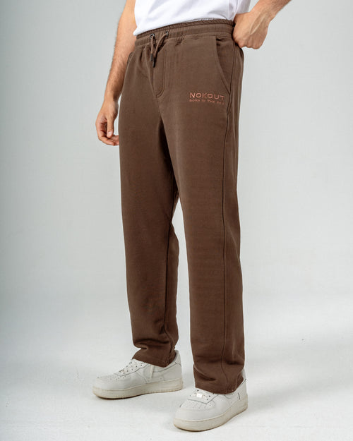 Brown Wide Leg Heavy Cotton Sweatpants