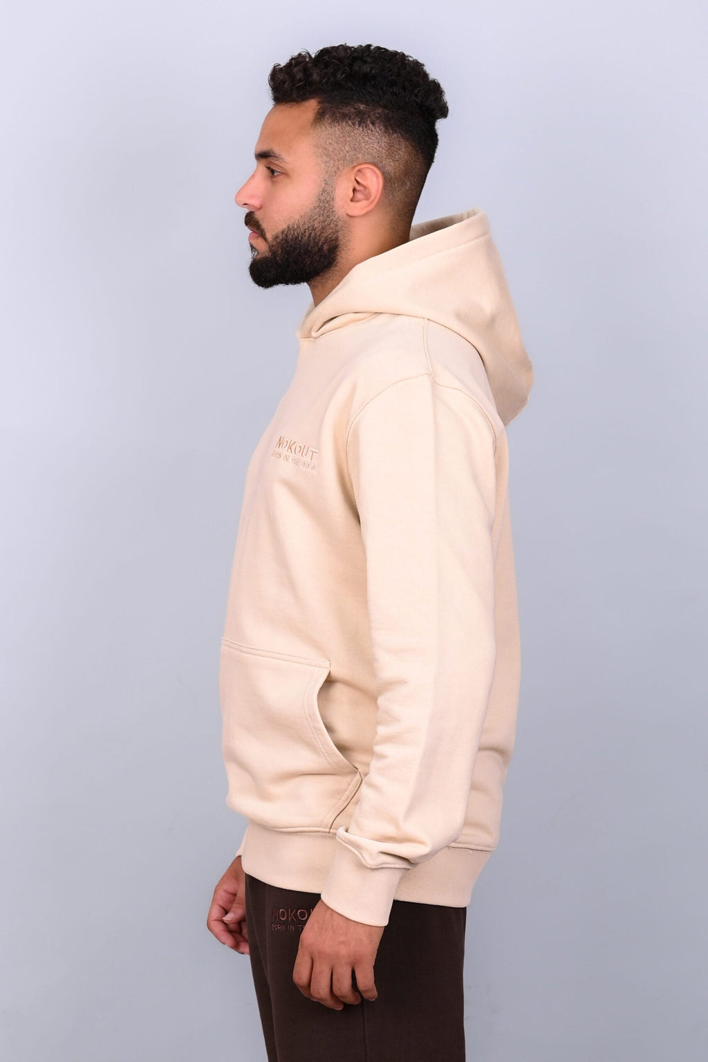 Beige Hoodie with Large Cargo Pocket