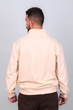 Beige Quarter Zipper Sweatshirt