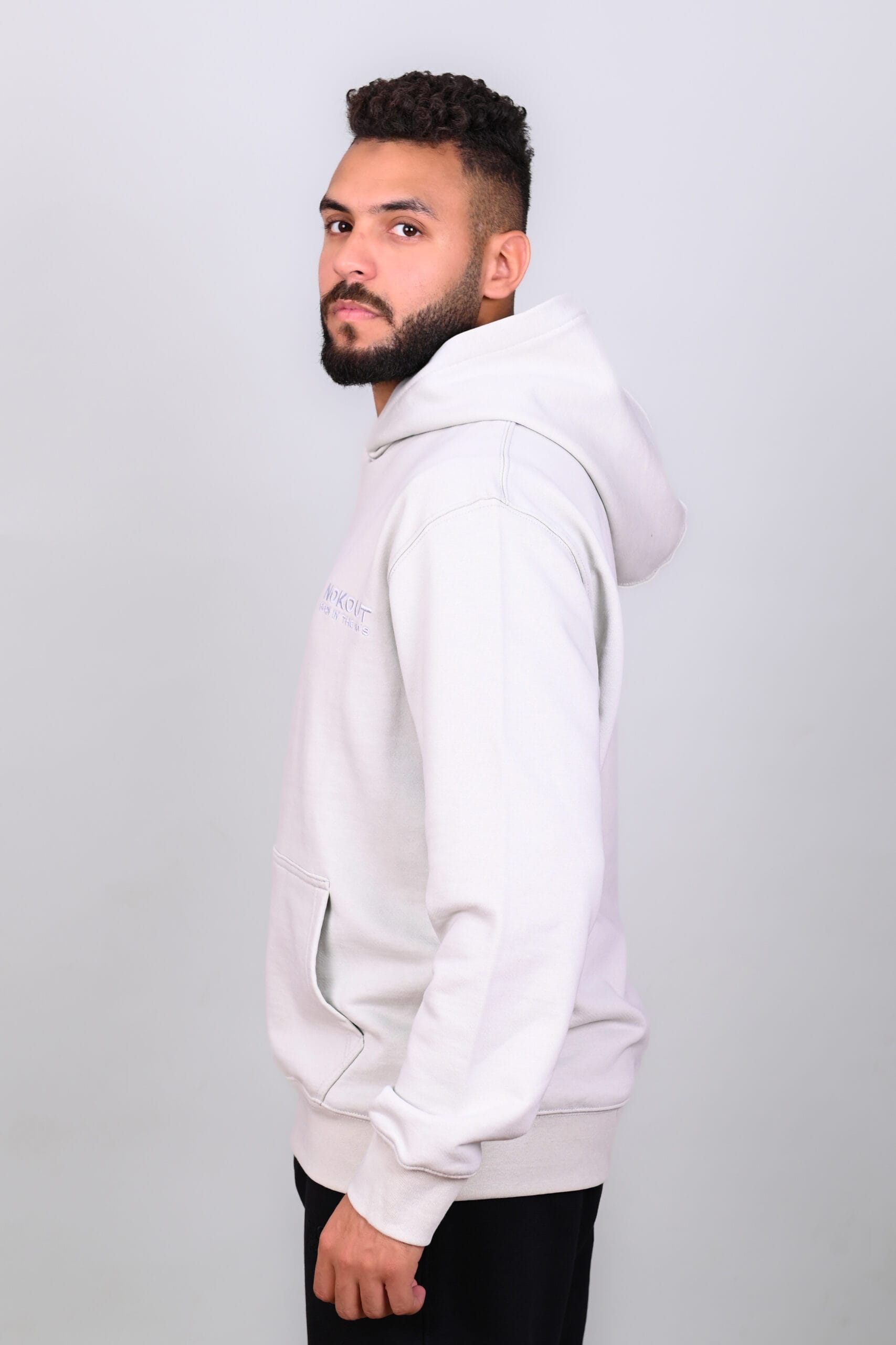 Light Gray Hoodie with Large Cargo Pocket