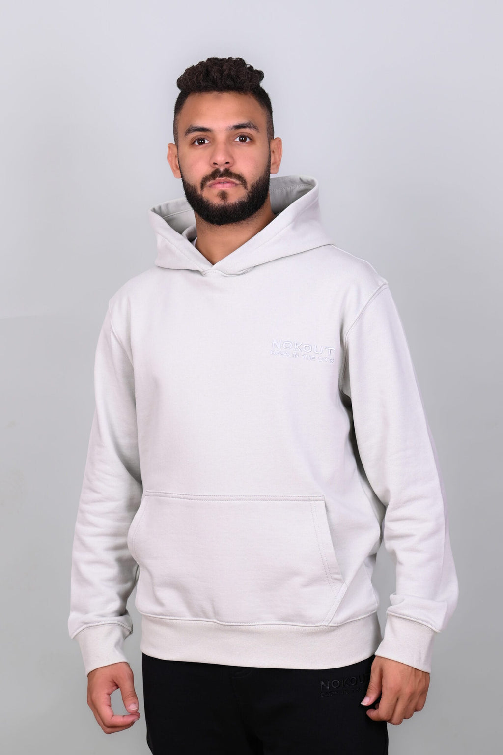 Light Gray Hoodie with Large Cargo Pocket