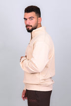 Beige Quarter Zipper Sweatshirt