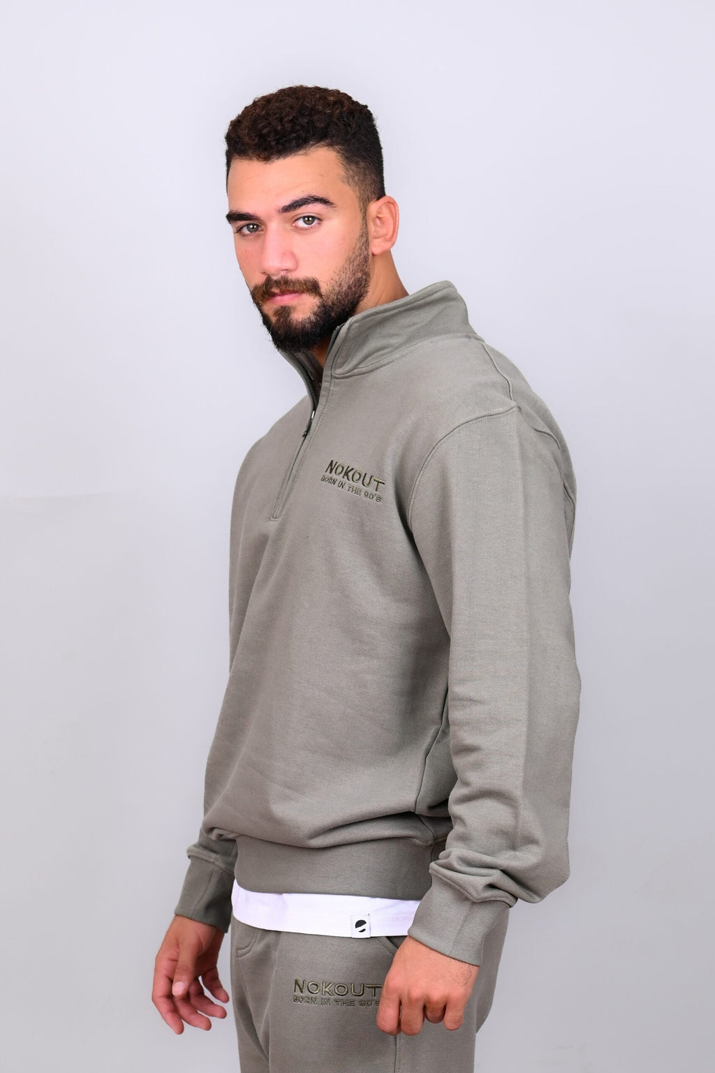 Olive Quarter Zipper Sweatshirt