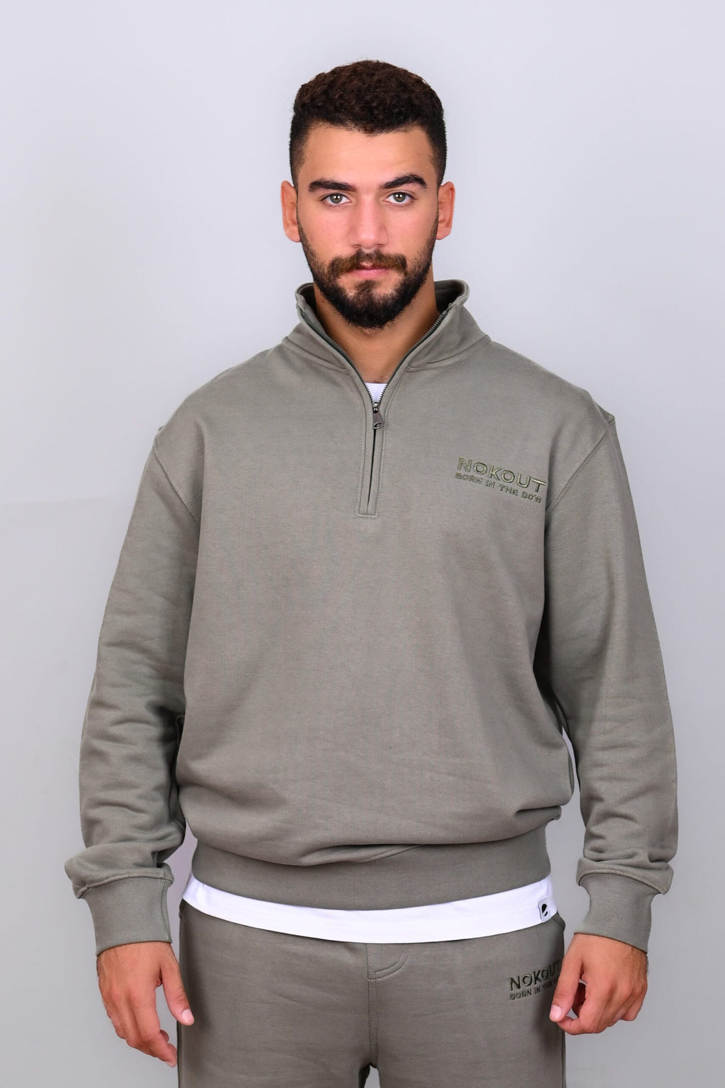 Olive Quarter Zipper Sweatshirt
