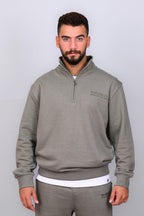 Olive Quarter Zipper Sweatshirt