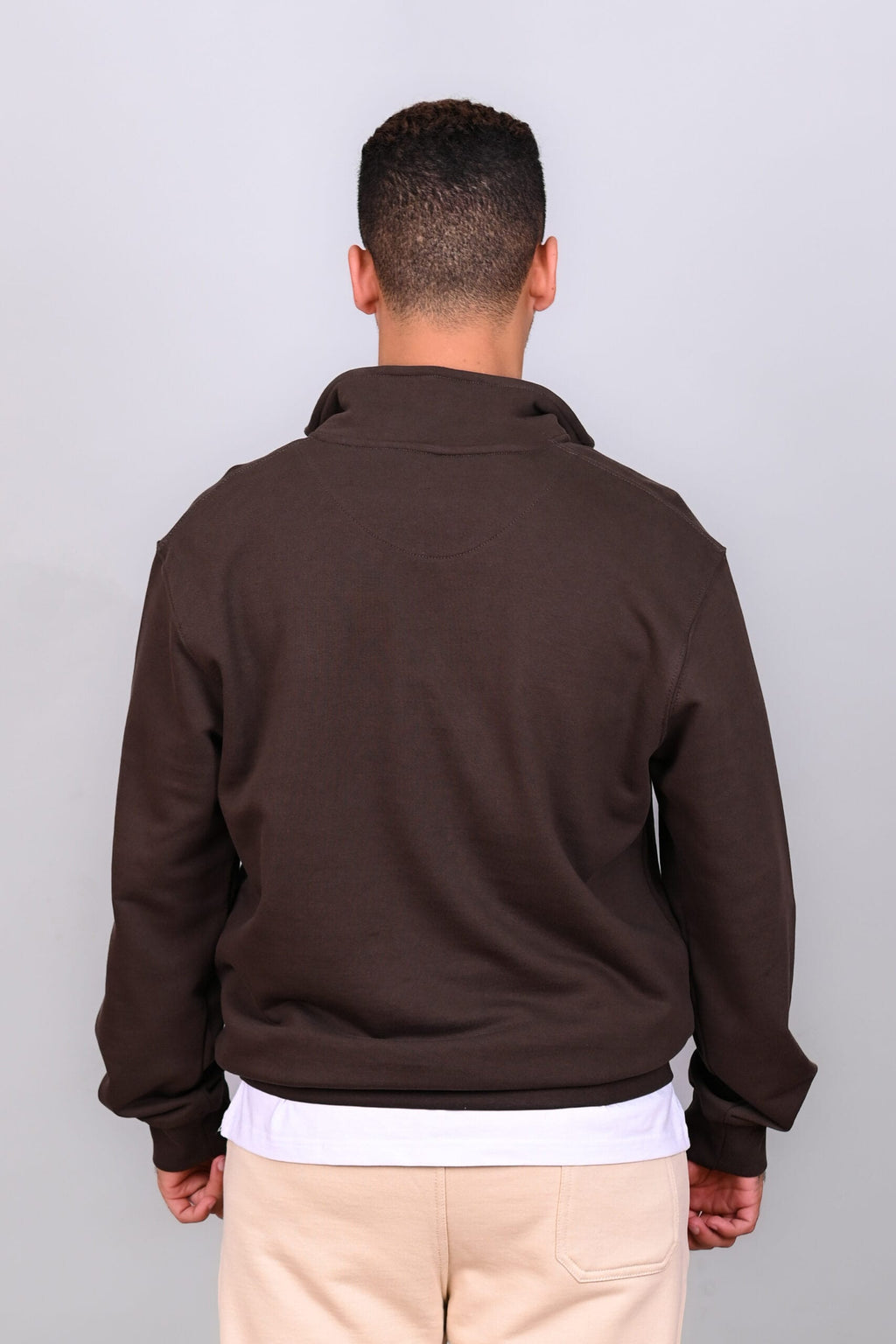 Brown Quarter Zipper Sweatshirt