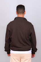 Brown Quarter Zipper Sweatshirt