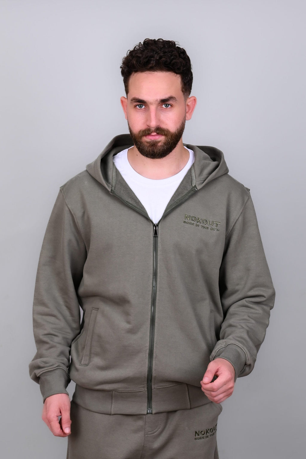 Olive Green Full Zipper Hoodie