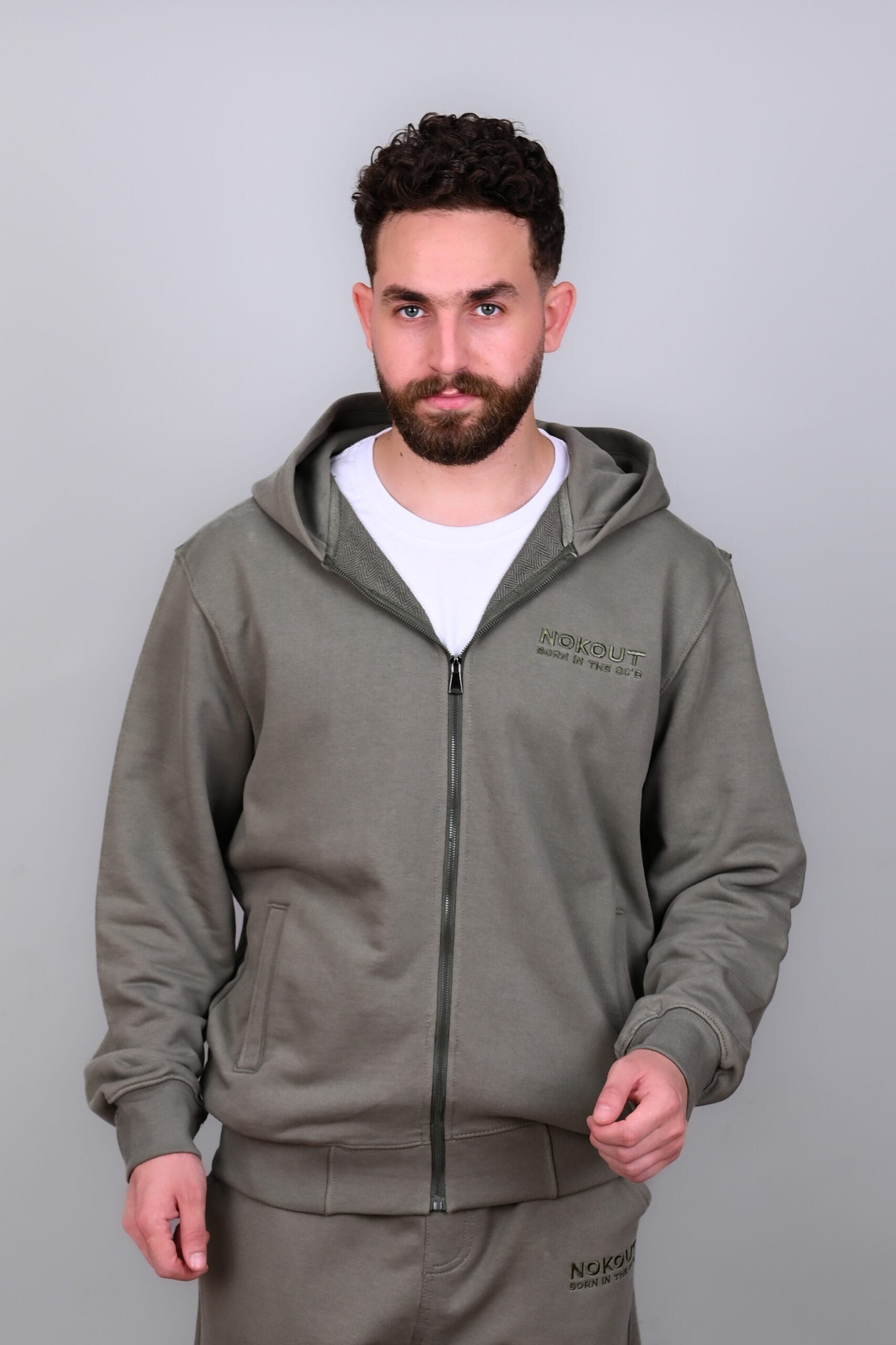 Olive Green Full Zipper Hoodie