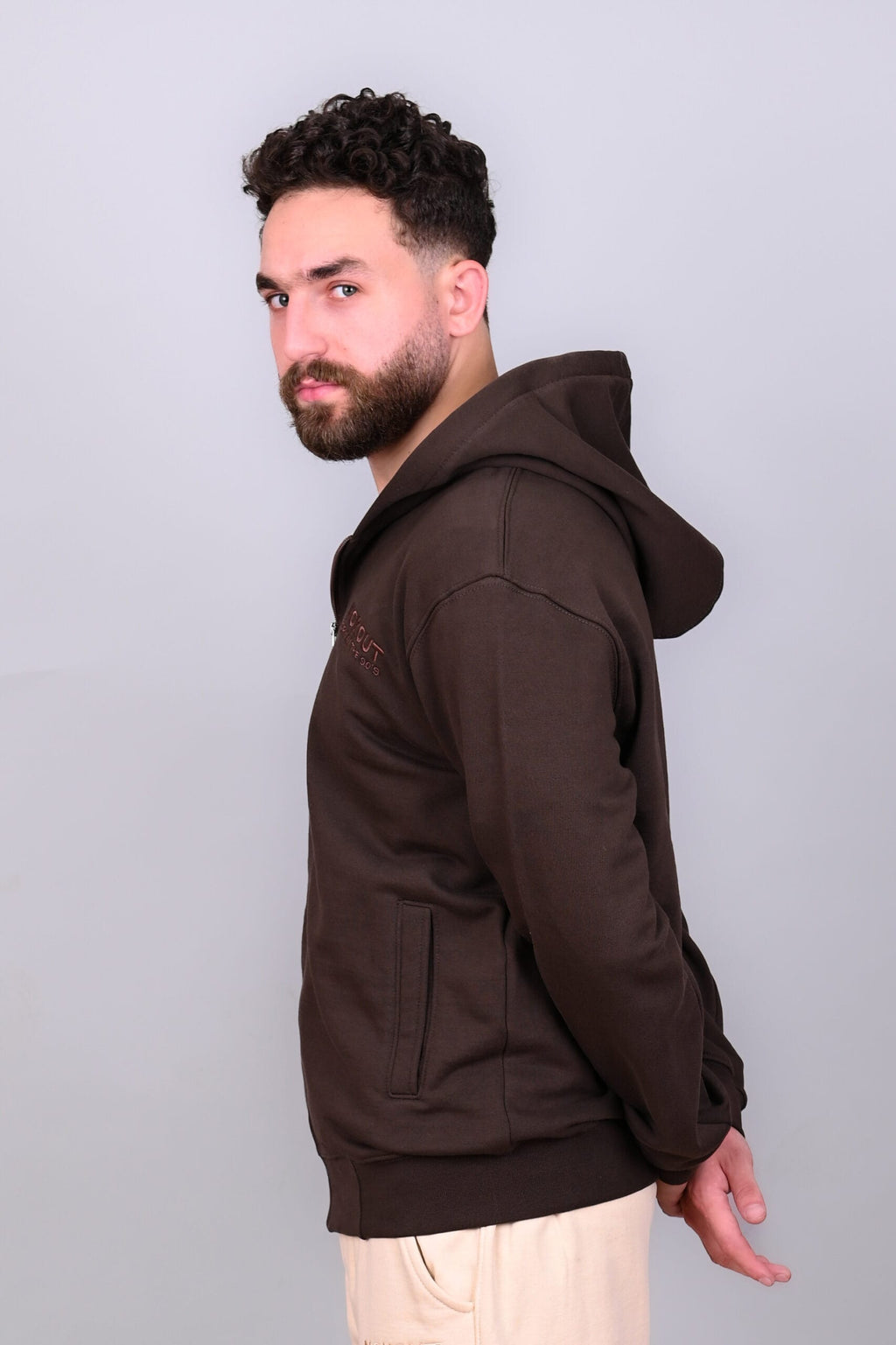Brown Full Zipper Hoodie