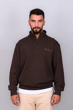 Brown Quarter Zipper Sweatshirt