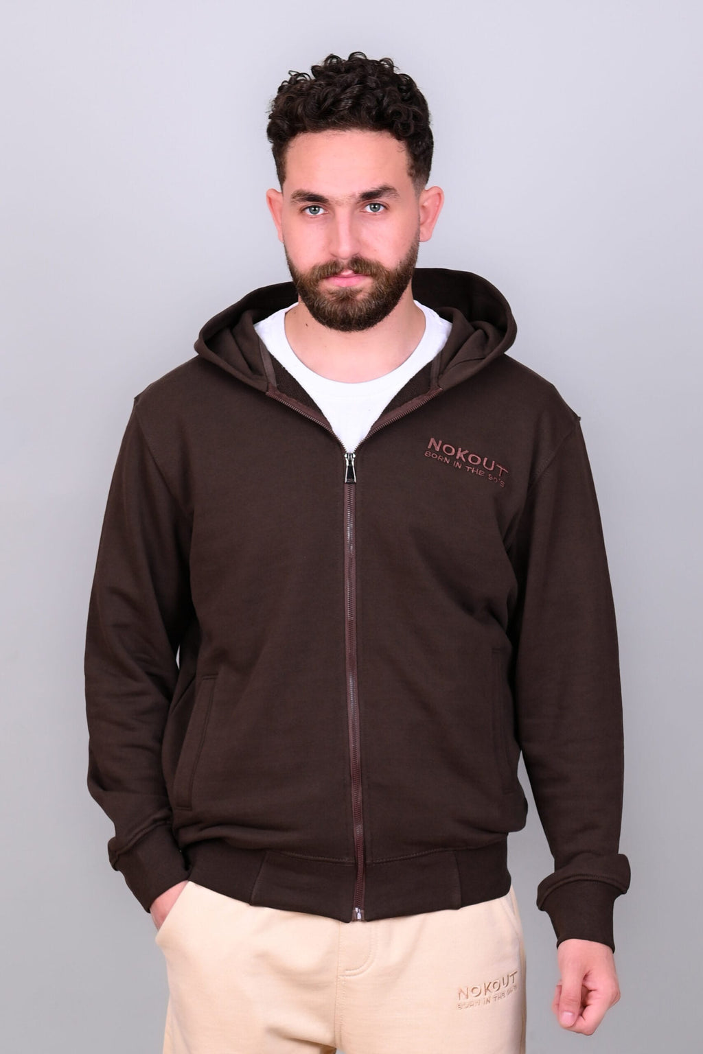 Brown Full Zipper Hoodie