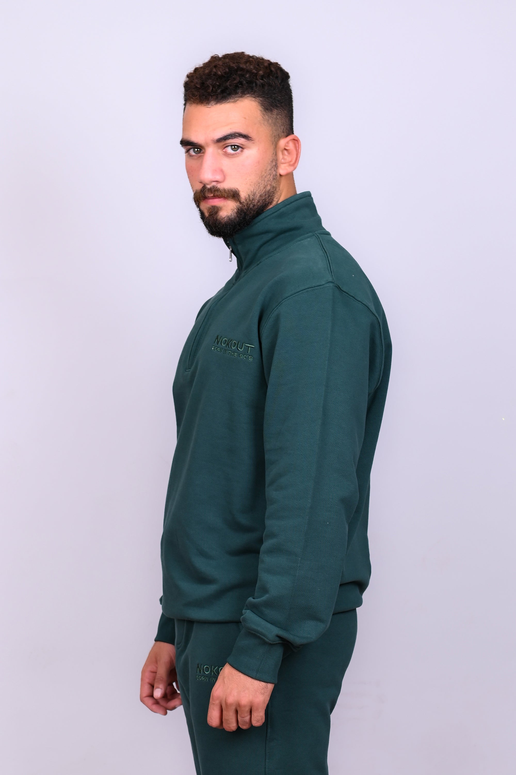 Forest Green Quarter Zipper Sweatshirt