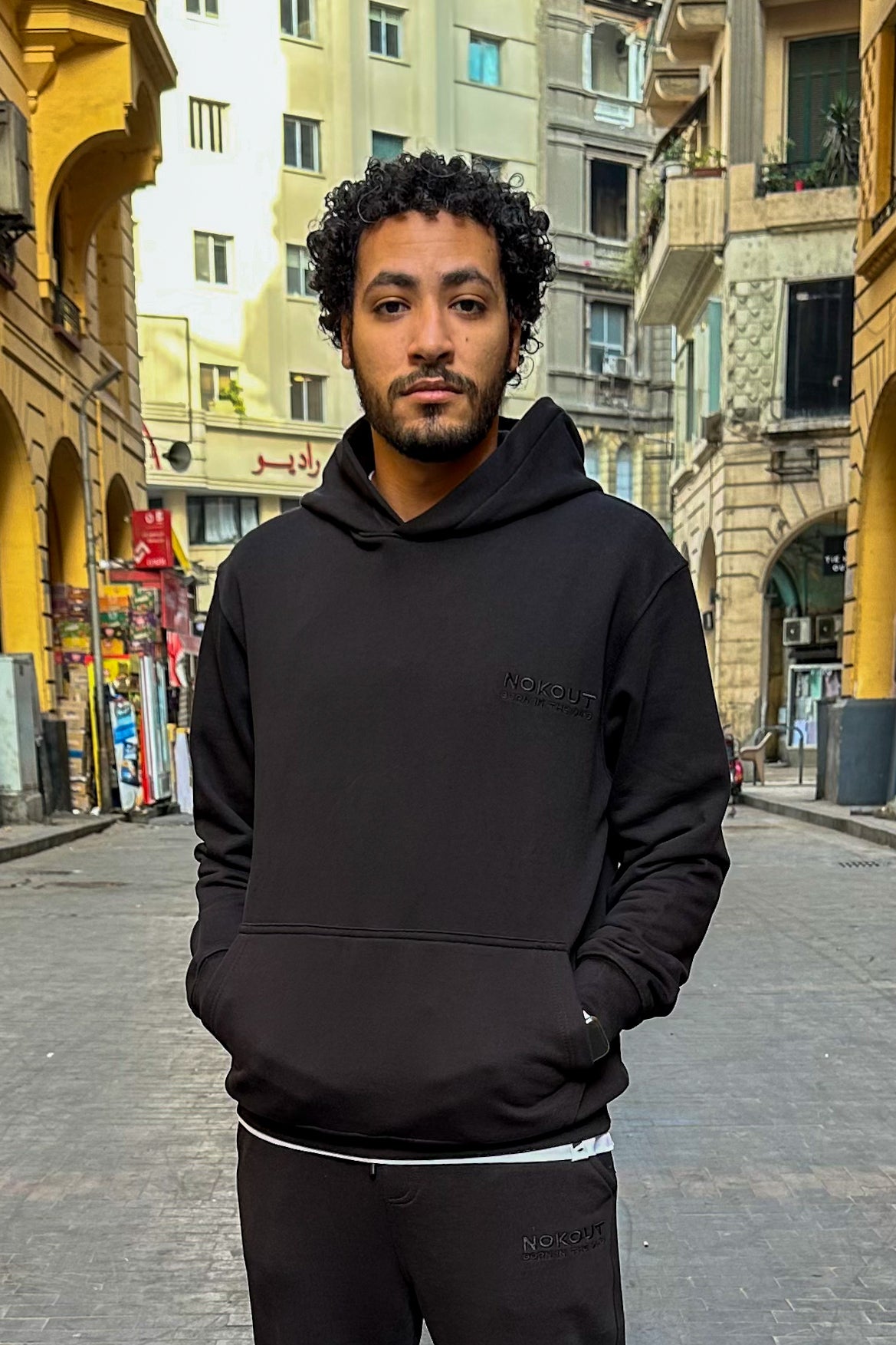 Black Hoodie with Large Cargo Pocket