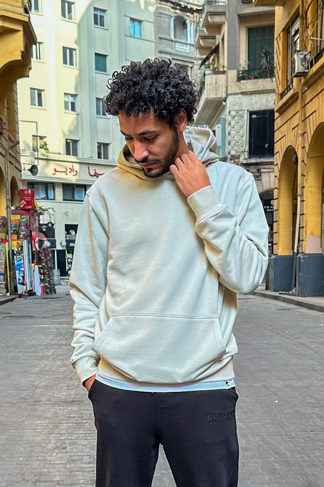 Light Gray Hoodie with Large Cargo Pocket