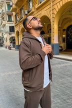 Brown Full Zipper Hoodie