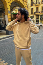 Beige Hoodie with Large Cargo Pocket