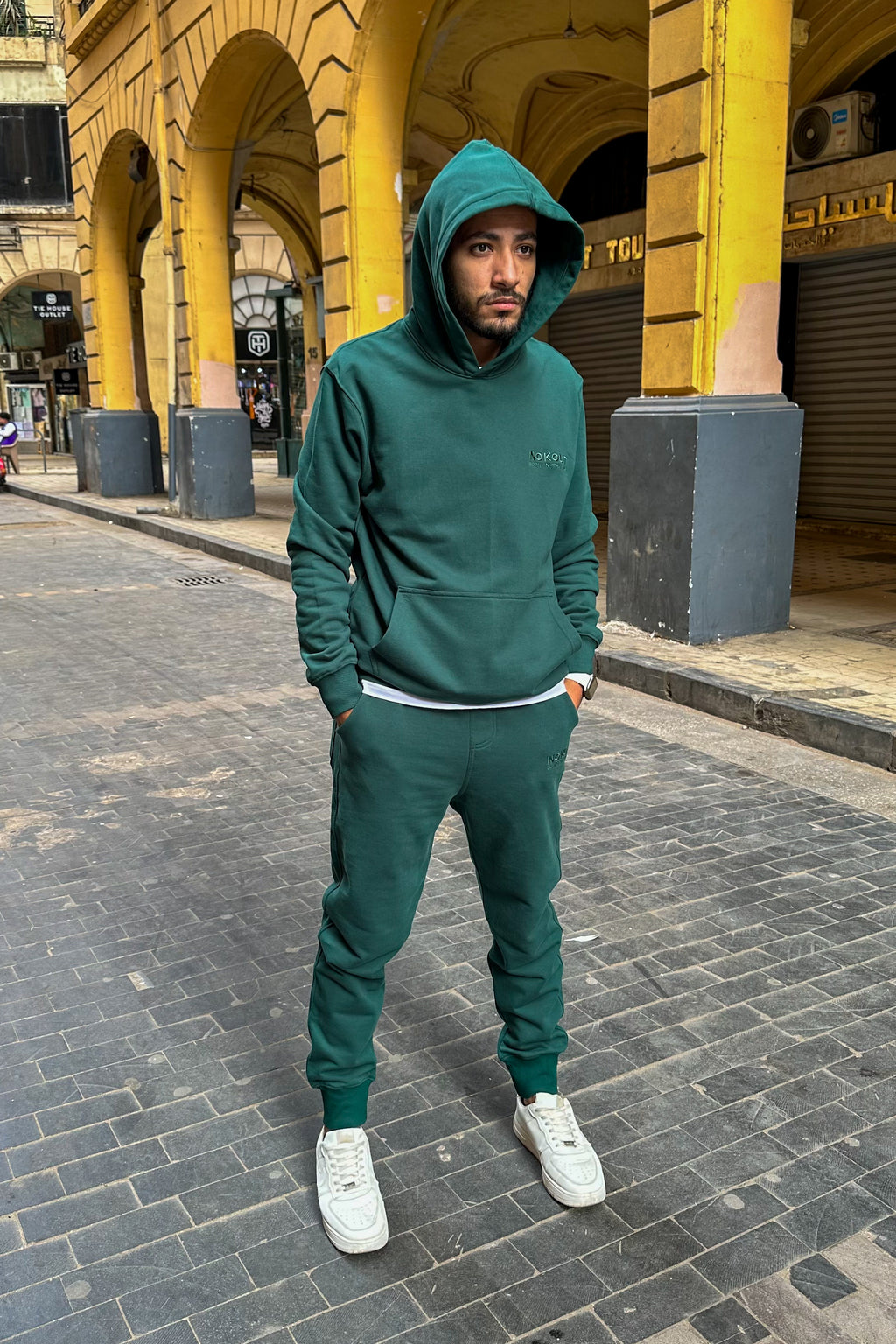 Green Hoodie with Large Cargo Pocket, and Green Classic Joggers Sweatpants