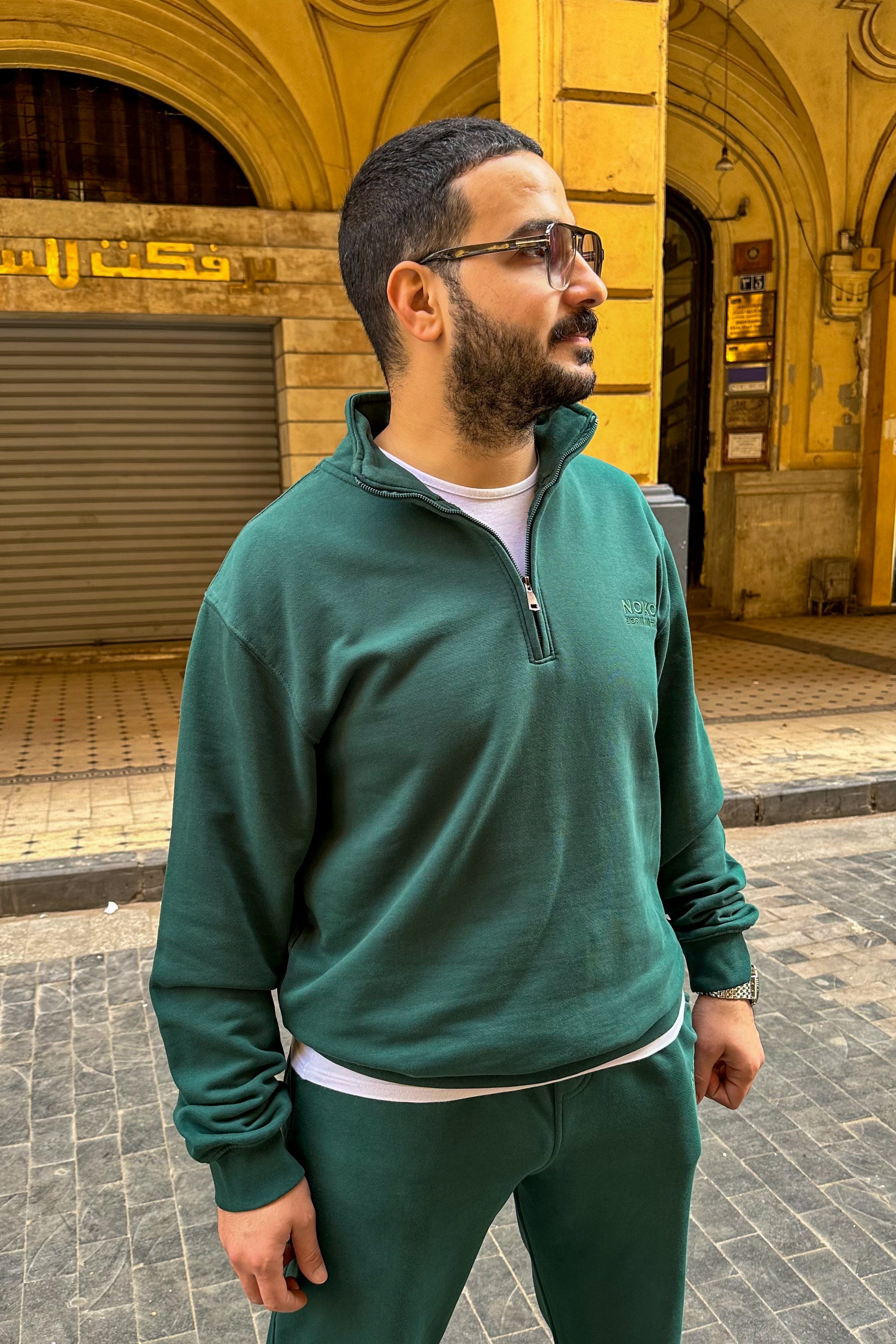 Forest Green Quarter Zipper Sweatshirt