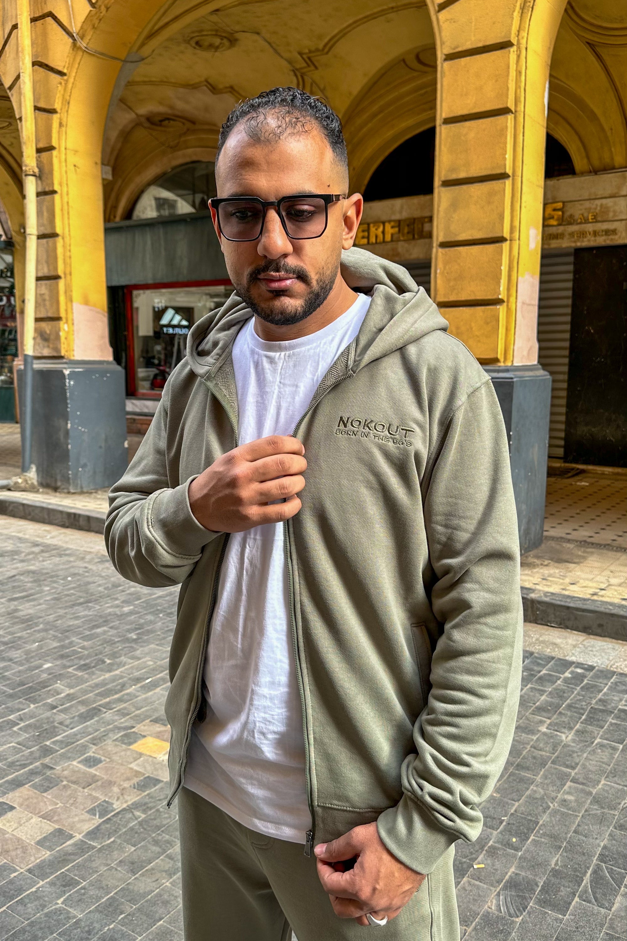 Olive Green Full Zipper Hoodie