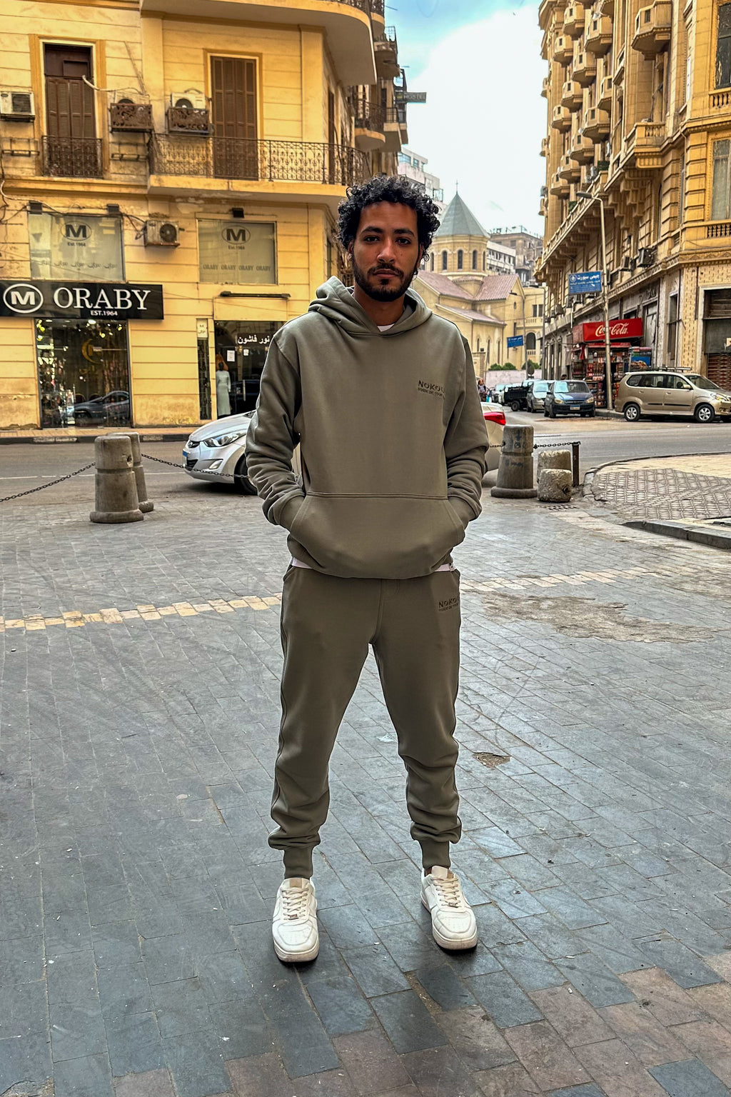 Olive Hoodie with Large Cargo Pocket, and Olive Classic Joggers Sweatpants
