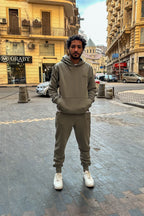 Olive Hoodie with Large Cargo Pocket, and Olive Classic Joggers Sweatpants
