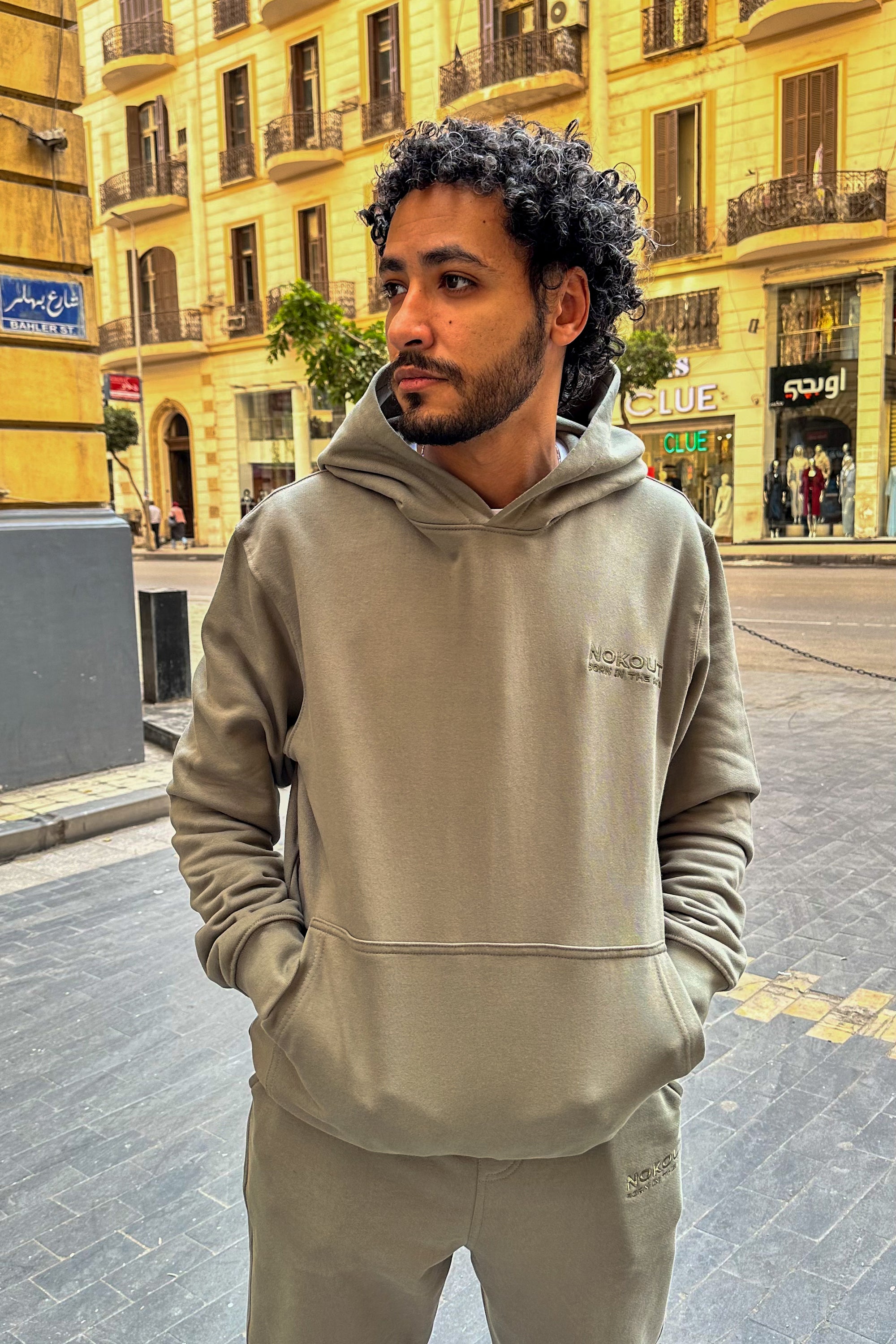 Olive Hoodie with Large Cargo Pocket