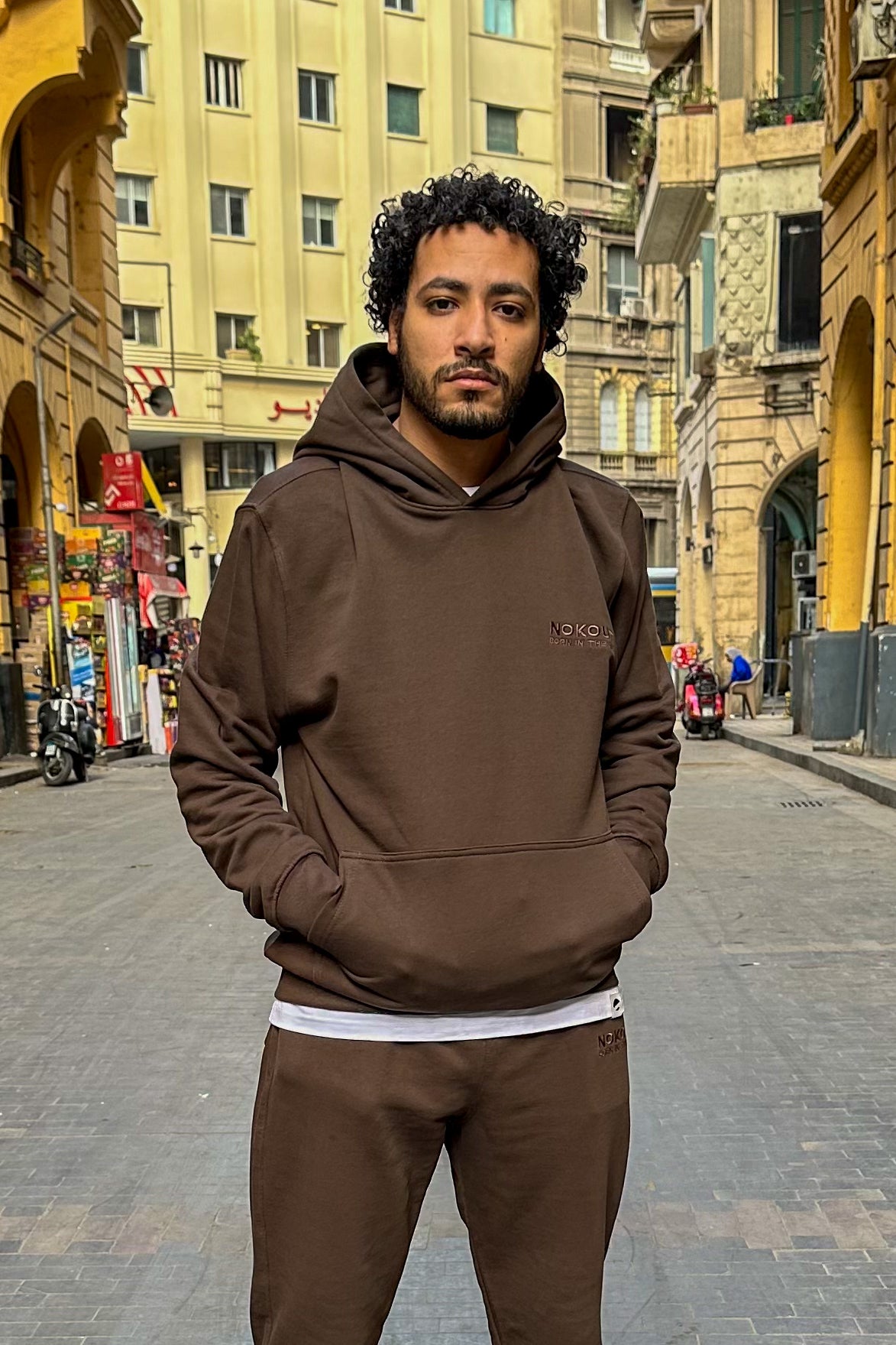 Dark Brow Hoodie with Large Cargo Pocket